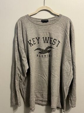 Key West Florida Long Sleeve Tee Heather Gray Seagull Graphic 3X